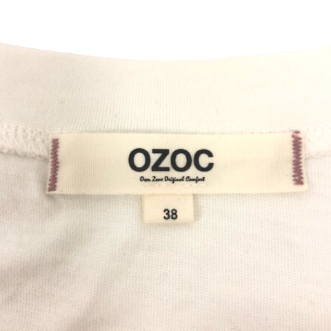 オゾック OZOC Ｔシャツ カットソー Vネック 袖ロールアップ 半袖 無地 38 白 ホワイト_画像3