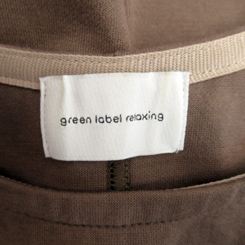 グリーンレーベルリラクシング ユナイテッドアローズ green label relaxing カットソー 五分袖 ラウンドネック 茶 ブラウン レディース_画像3