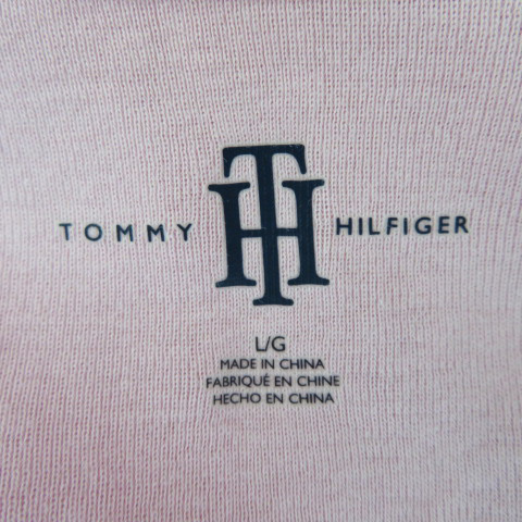 トミーヒルフィガー TOMMY HILFIGER Tシャツ カットソー 半袖 Uネック 無地 L ピンク /YK26 レディース_画像4