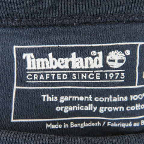 ティンバーランド Timberland Tシャツ カットソー 半袖 ラウンドネック 無地 M 紺 ネイビー /YK33 メンズ_画像4