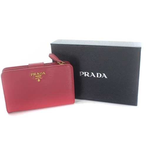 ≪超目玉☆12月≫ 二つ折り 財布 PRADA プラダ レザー レディース □OH