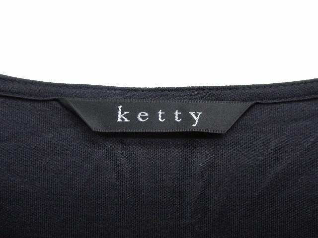 ケティ KETTY ワンピース ロング 長袖 ギャザー シンプル M ブラック 黒 /KT1 レディース_画像3