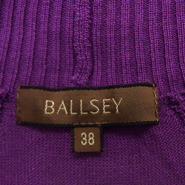 ボールジー BALLSEY トゥモローランド ニット セーター Vネック リブ 透け感 ハイゲージ 半袖 38 紫 パープル /NT22 レディース_画像3