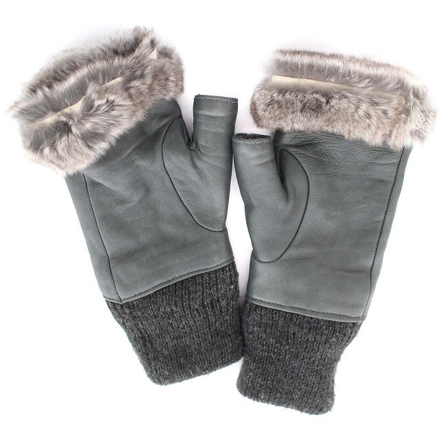  CERUMO ne-ta glove ssermoneta gloves gloves leather glove fur finger cut . khaki /*G lady's 
