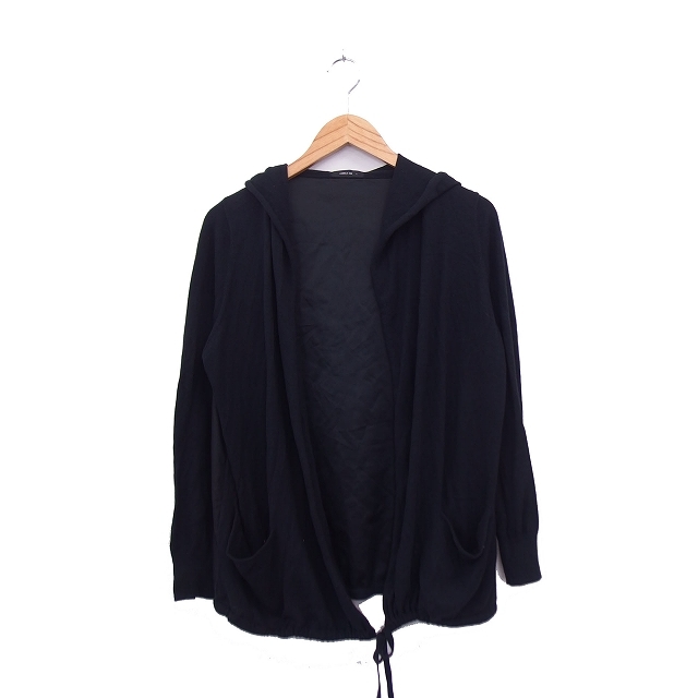  Comme Ca Ism COMME CA ISM cardigan long sleeve ribbon hood cotton L black black /KT35 lady's 