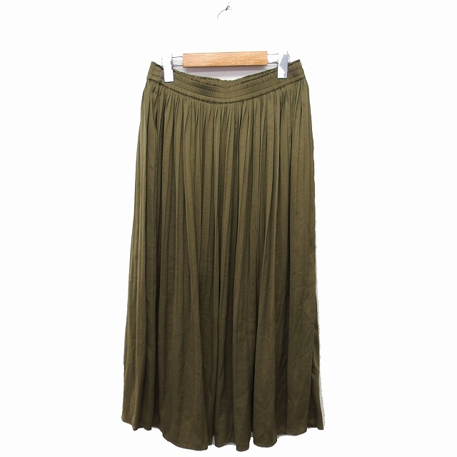  azur bai Moussy AZUL by moussy gathered skirt maxi height long plain simple M khaki /FT30 lady's 