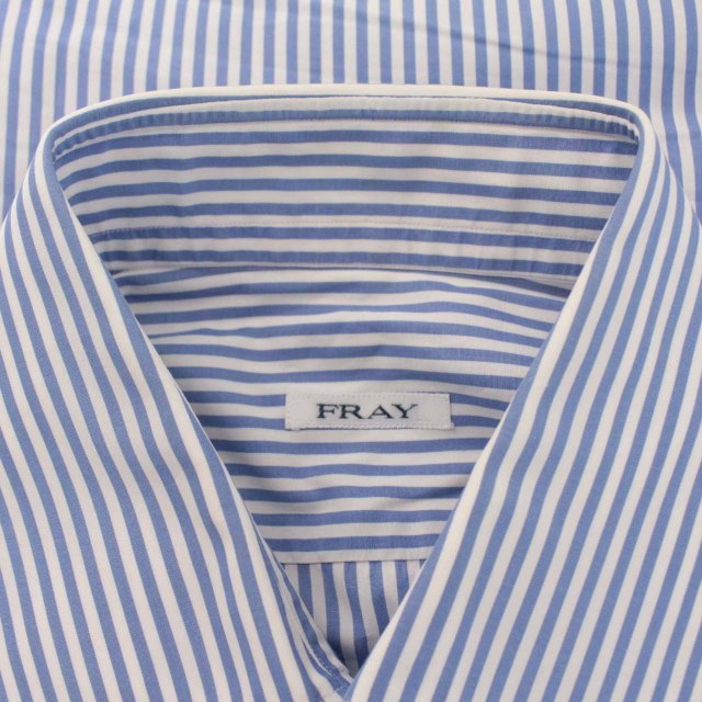 フライ FRAY ワイシャツ ビジネス ストライプ ホリゾンタルカラー 長袖 15.5/39 水色 /DK ▲H メンズ_画像8