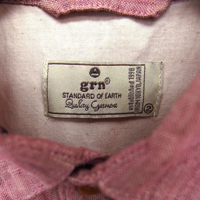 ジーアールエヌ grn カジュアル シャツ シンプル 半袖 リネン 麻 2 ピンクパープル 紫 /HT33 メンズ_画像3