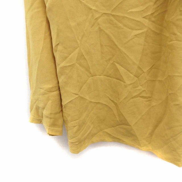  Vicky VICKY long sleeve shirt blouse V neck plain thin 2 mustard yellow /FT49 lady's 