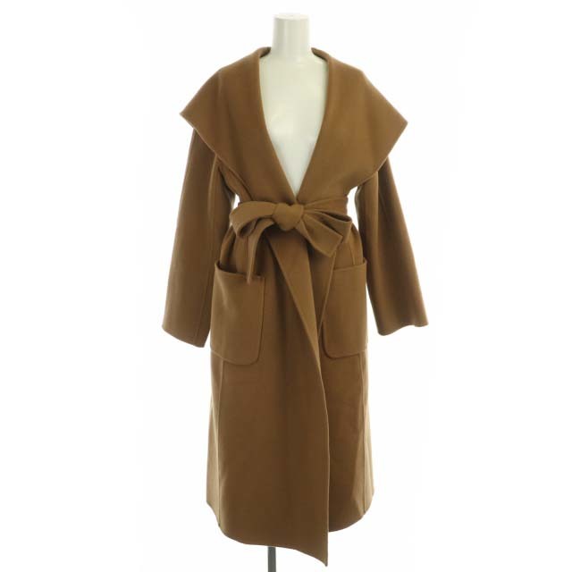  Anayi ANAYI 21AW cashmere .li bar hood coat outer long belt attaching 38 tea Brown /HK #OS lady's 