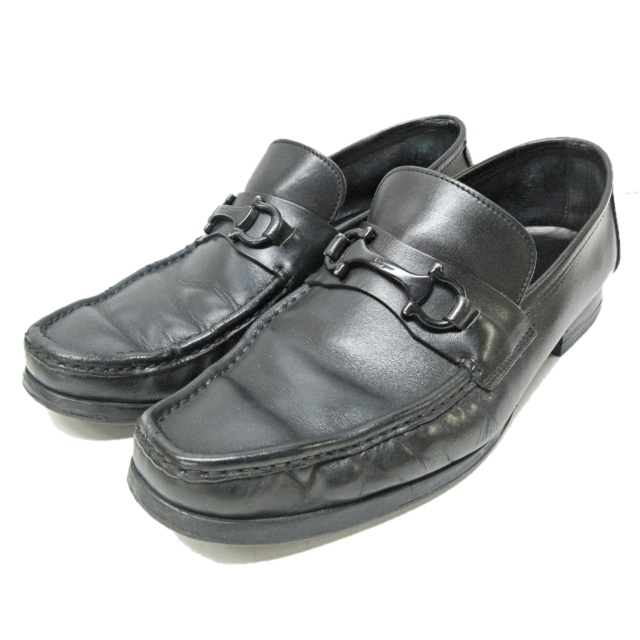サルヴァトーレフェラガモ Salvatore Ferragamo ガンチーニ ビットローファー シューズ レザー 革靴 黒 ブラック 約26cm 0507 メンズ
