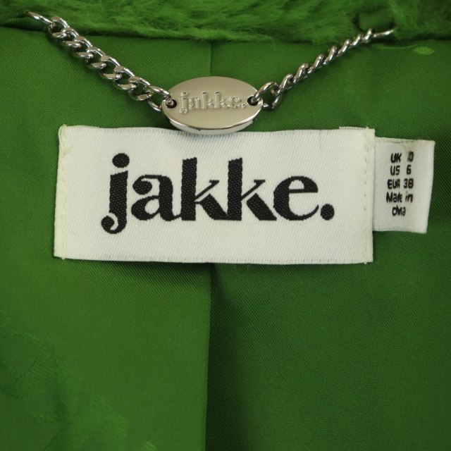 ジャッキーjakke TOMMY フェイクファージャケット ステンカラー EUR38 緑 グリーン /DF ■OS ■SH レディース_画像3