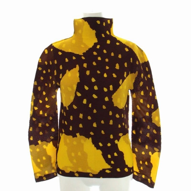 ミーイッセイミヤケ me ISSEY MIYAKE 総柄プリントハイネックブラウス