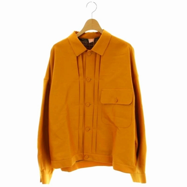 メゾンエウレカ ONE POKET DRESS JAKET ジャケット ブルゾン シルク混 総裏地 ステンカラー タック ワンポケット M オレンジ