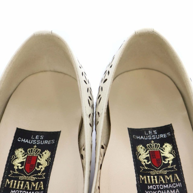 mi is maMIHAMA Flat pumps low heel Wedge sole round tu cut Work 23cm white eggshell white /IN #OS lady's 