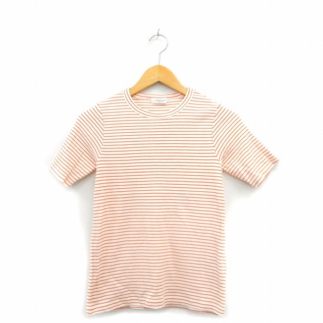 フリークスストア FREAKS STORE カットソー Tシャツ 半袖 コットン ボーダー F オレンジ 橙色 /KT11 レディース_画像1