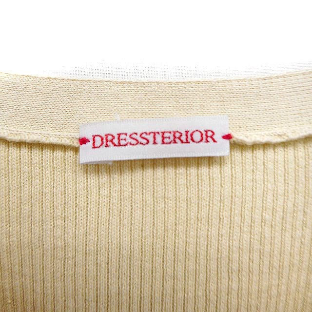 ドレステリア DRESSTERIOR リブ ニット カーディガン シルク混 コットン 綿 38 ライトイエロー 薄黄 /FT24 レディースの画像3