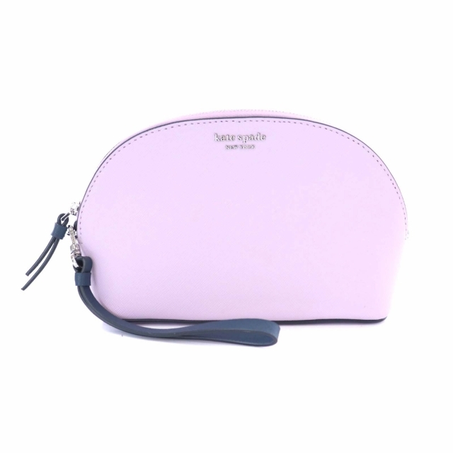 ケイトスペード KATE SPADE ドーム型ポーチ レザー ストラップ付 紺 ネイビー ライトパープル WLRU5517 /IN ■OS レディース_画像1