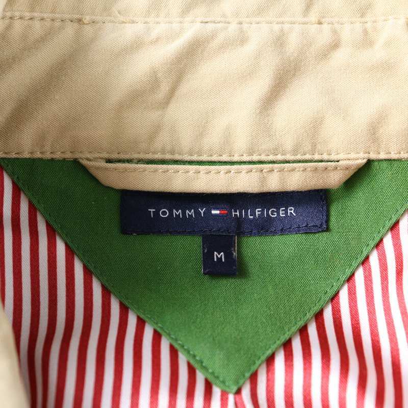 トミーヒルフィガー TOMMY HILFIGER トレンチコート ショート丈 ダブルボタン ベルト 裏地ストライプ M ベージュ_画像8