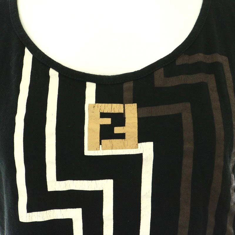 フェンディ FENDI ズッカ柄 Tシャツ カットソー 半袖 ロゴ コットン 42