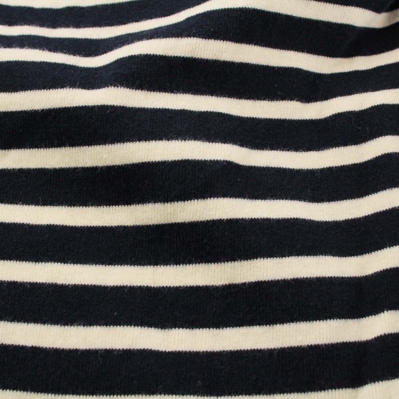  Le Minor Leminor knitted cut and sewn 7 minute sleeve border boat neck 1 S white white navy blue navy /TR19 lady's 