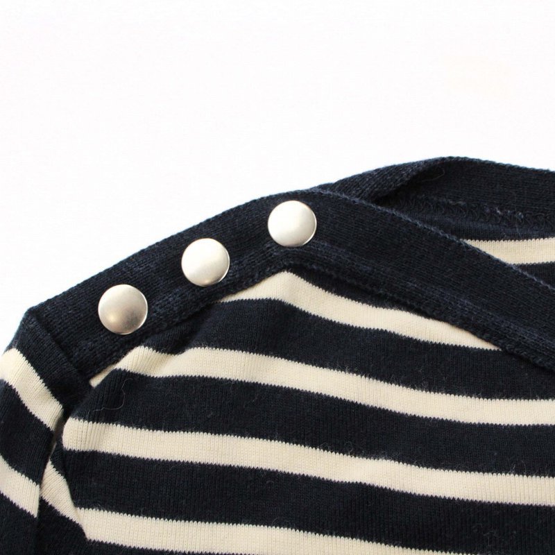  Le Minor Leminor knitted cut and sewn 7 minute sleeve border boat neck 1 S white white navy blue navy /TR19 lady's 