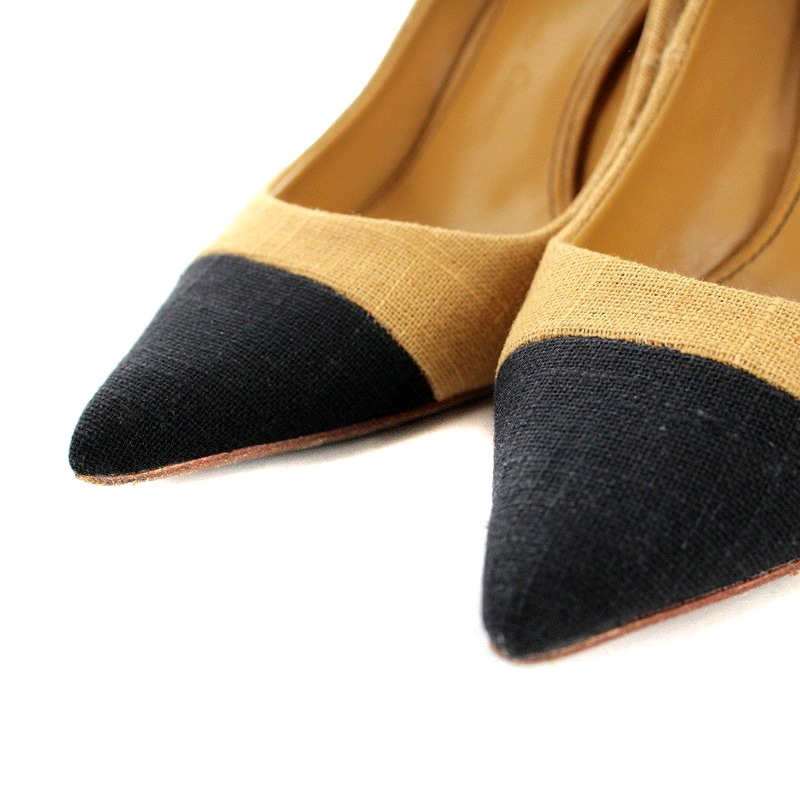 tsurubaima Rico o squid waTSURU by Mariko Oikawa Imelda pumps po Inte dotu37 24cm beige black /AK22 lady's 