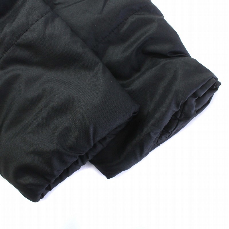 ルコックスポルティフ le coq sportif 中綿ジャケット アウター チェック ジップアップ フード ロゴ 刺繍 M 黒 ブラック QMMMJK01_画像7