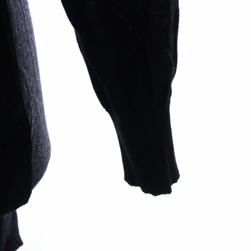 トリココムデギャルソン tricot COMME des GARCONS ハイゲージ ニット セーター 長袖 切替 ウール シルク F ブラック グレー レディース_画像7