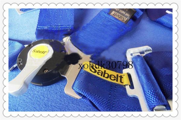 [sa belt ]sabelt 4 point Snap-on racing belt Harness safety shoulder strap blue x-002