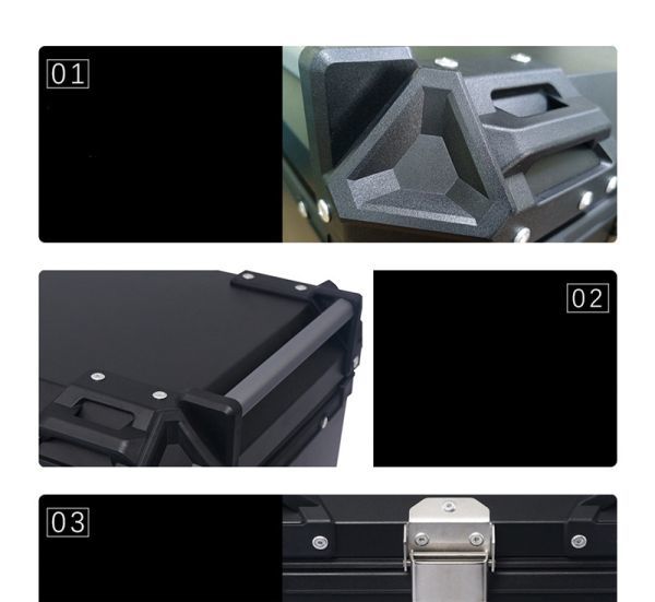 xo**05リアボックス トップケース ブラック アルミ製品 ツーリング バックレスト装備 持ち運び可能 45L_画像5