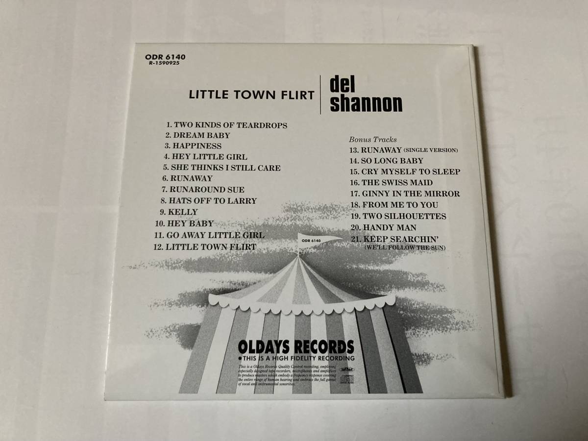 Del Shannon デル・シャノン Little Town Flirt リトル・タウン・フラート 国内盤 帯付き 紙ジャケット仕様 ODR6140_画像2