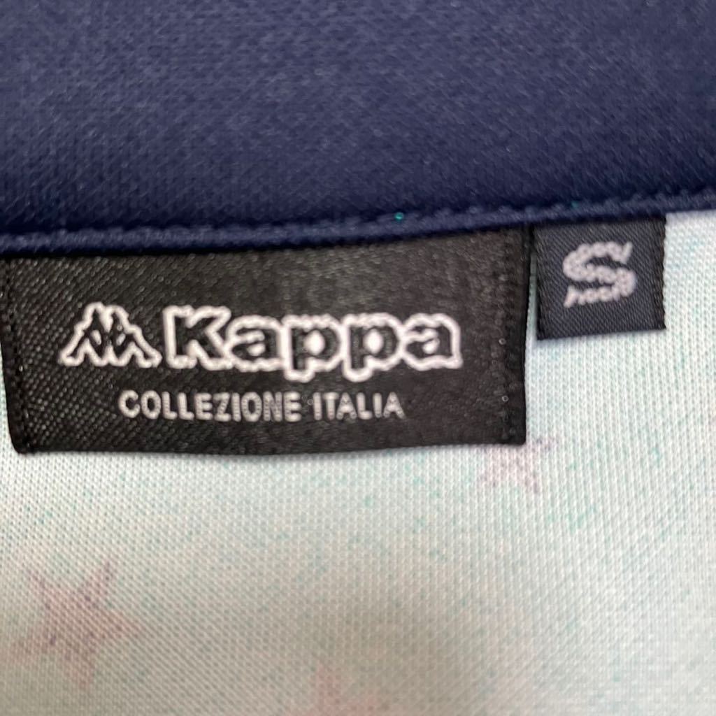 美品 kappa カッパ 長袖 Tシャツ ハーフジップ レディース S 緑 グリーン 総柄 ポロシャツ カジュアル スポーツ golf ゴルフ ウェア