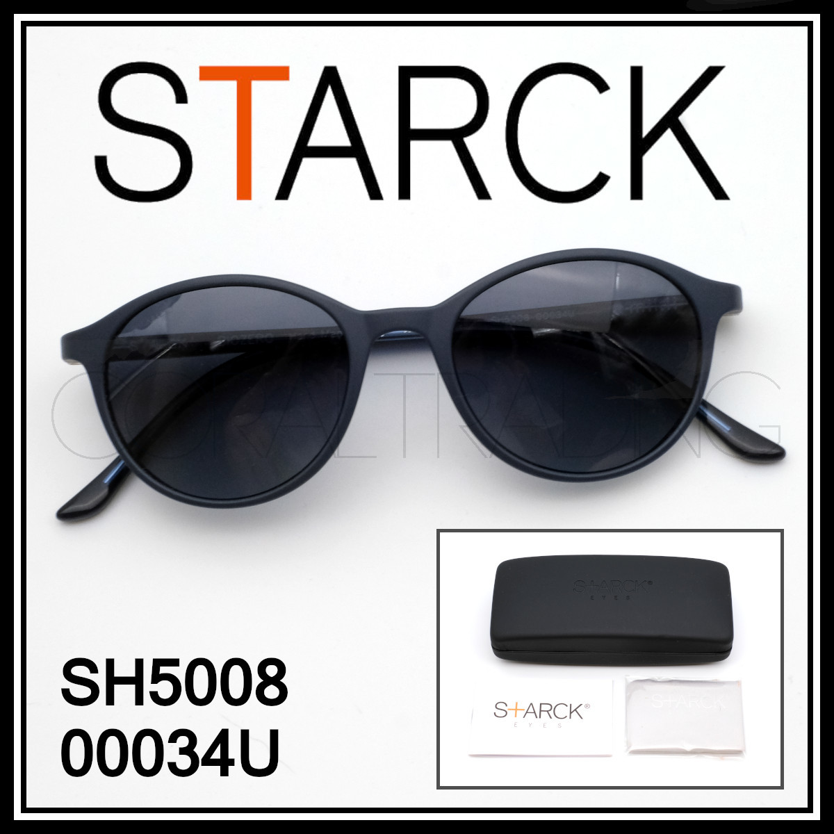 23313★新品本物！STARCK EYES SH5008 00034U ネイビー スタルクアイズ サングラス アランミクリ ブルー系 ボストンシェイプ イタリア製