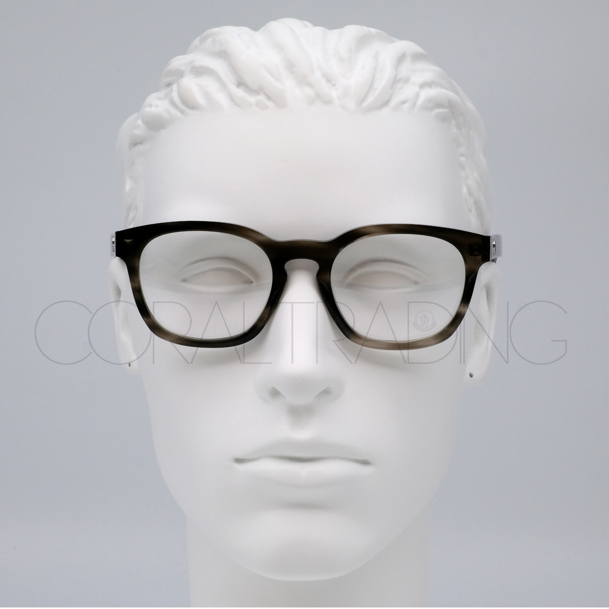 23328★新品本物!MONCLER ML5039 056 グレー系カラー モンクレール ボスリントンシェイプ キーホールブリッジ セルフレーム メガネ 眼鏡
