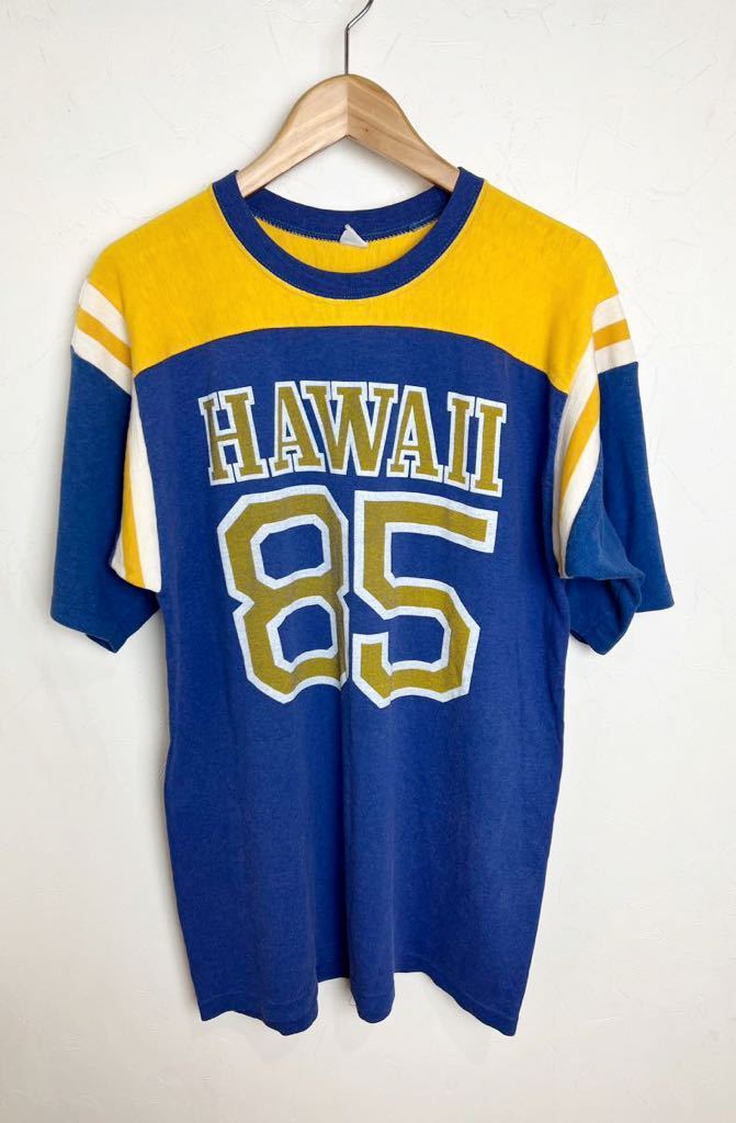 80s ビンテージ ■ HAWAII ナンバリング 半袖 フットボール Tシャツ 古着 80年代 シングルステッチ L