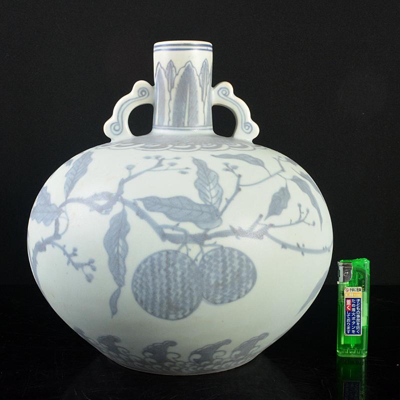 中国 青花 果実文 双耳天球瓶 合わせ箱付 M R5232B | calidaria.com