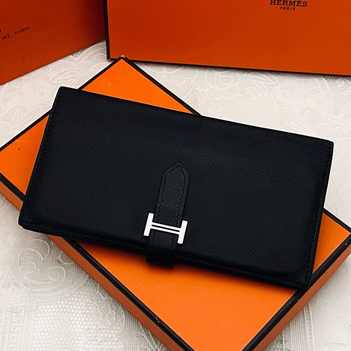 大人気カラー【入手困難】 HERMES エルメス 長財布 ベアン クラシック ヴォーエプソン レザー ブラック 黒 シルバー金具 メンズ レディース エルメス HERMES ベアンスフレ ベアン スフレ 財布 長財布 ロングウォレット エプソン ノワール ブラック 黒 ゴールド金具 ヴォーエプソン
