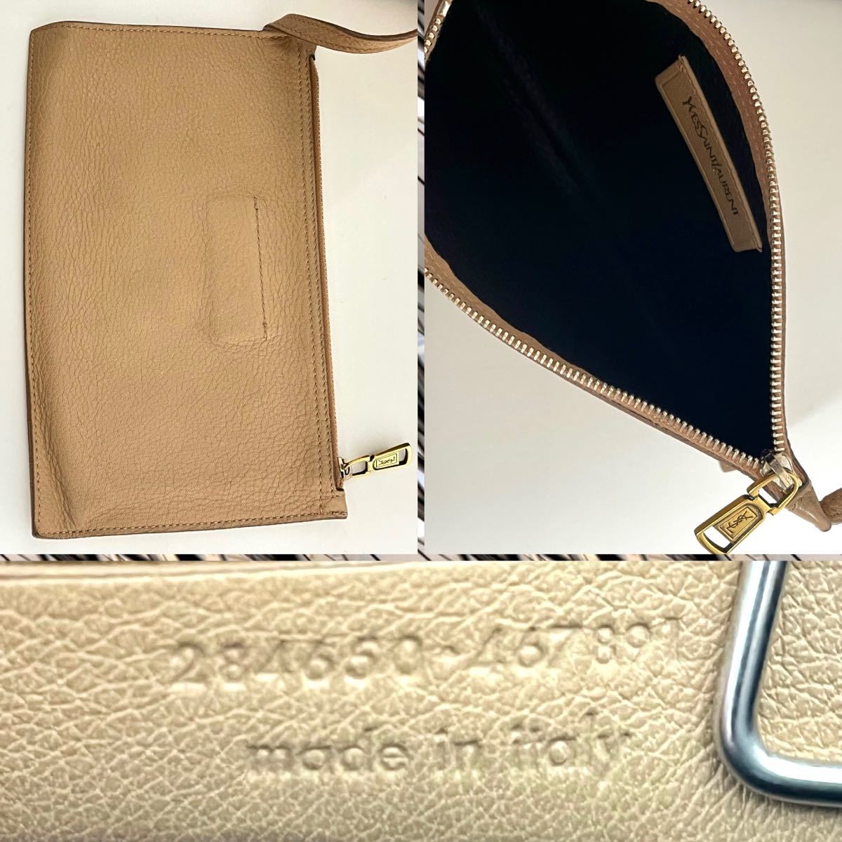 Yves Saint Laurent イヴ サンローラン Neo Double Reversible ポーチ付き ネオダブル リバーシブル オールレザー トートバッグ　ブラック_画像10