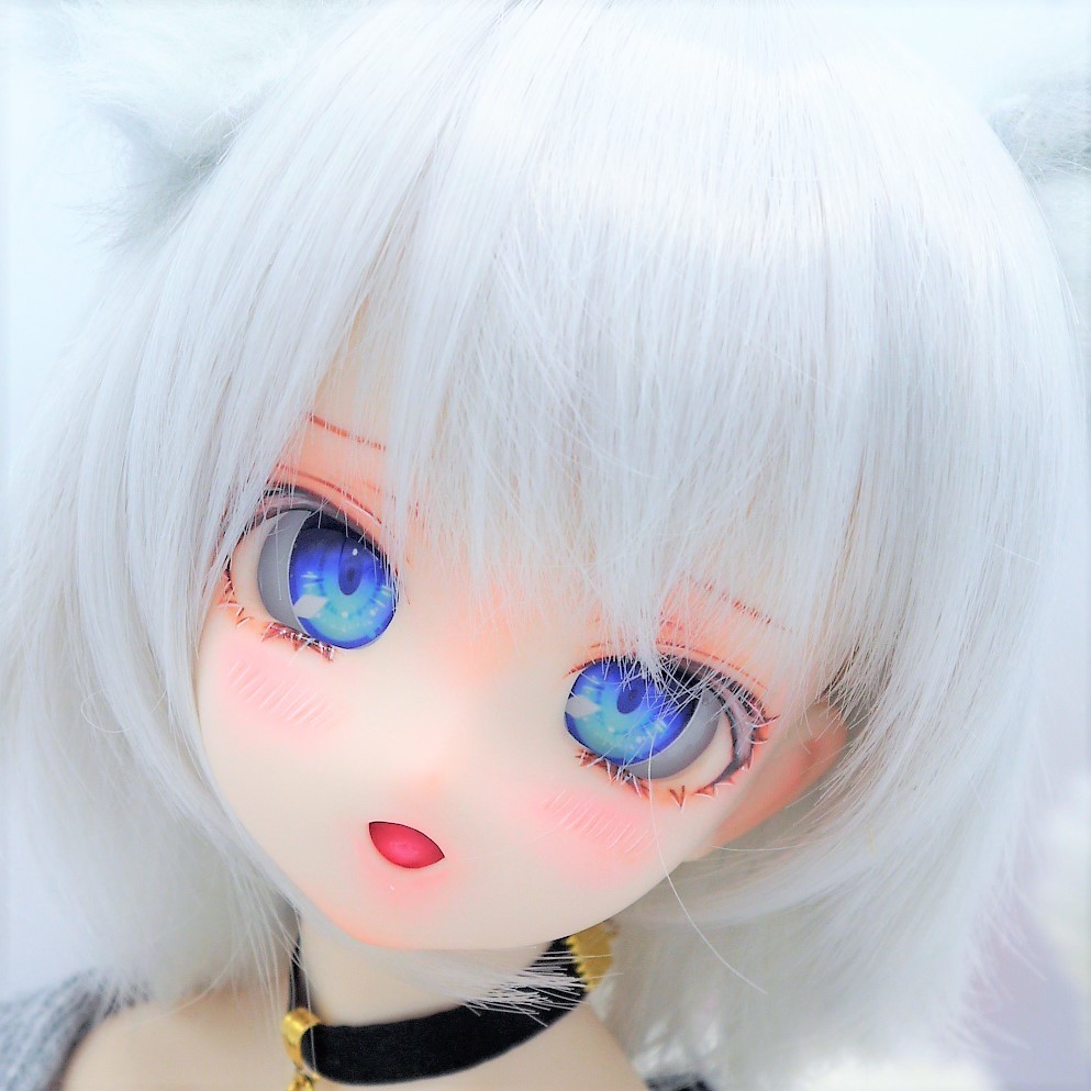 ine*カスタムヘッド:オビツ50-04まふゆヘッド+アイ+ウィッグ+ケモ耳