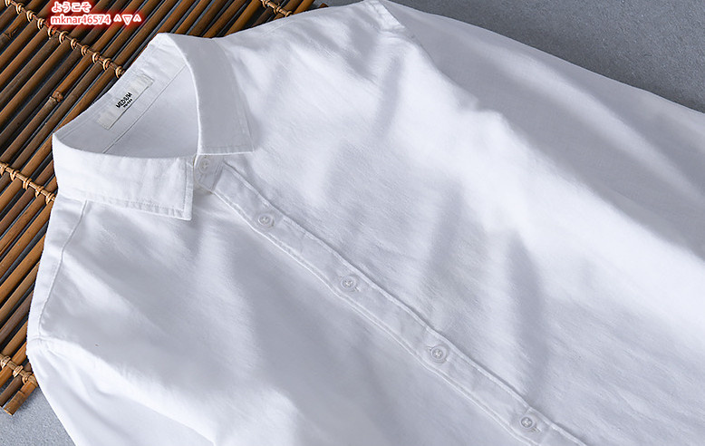 長袖シャツ 新品 春夏 リネンシャツ メンズ 綿麻 無地 カジュアル ビジネスシャツ ワイシャツ Tシャツ 細身色 サイズ選択可 ホワイト S~4XL_画像3
