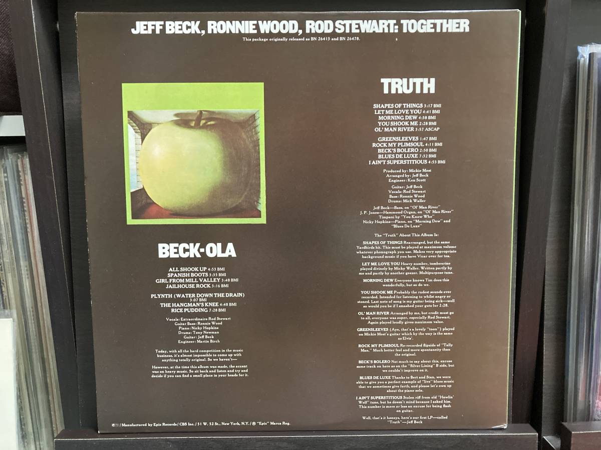 【2LP】JEFF BECK ☆ Truth/Beck-Ola 76年 US Epic リイシュー アナログ 2枚組 60s 名盤 Rod Stewart Nicky Hopkins Ronnie Wood 良音_画像2