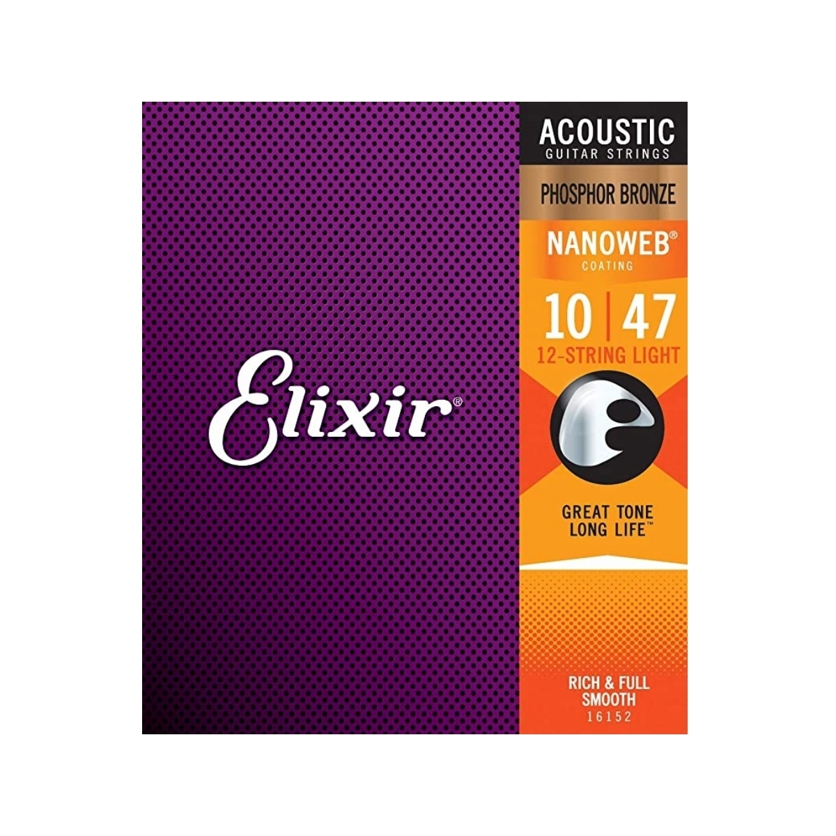 Elixir 12-STRINGS アコースティックギター弦 16152 PHOSPHOR BRONZE NANOWEB LIGHT 10-47_画像1