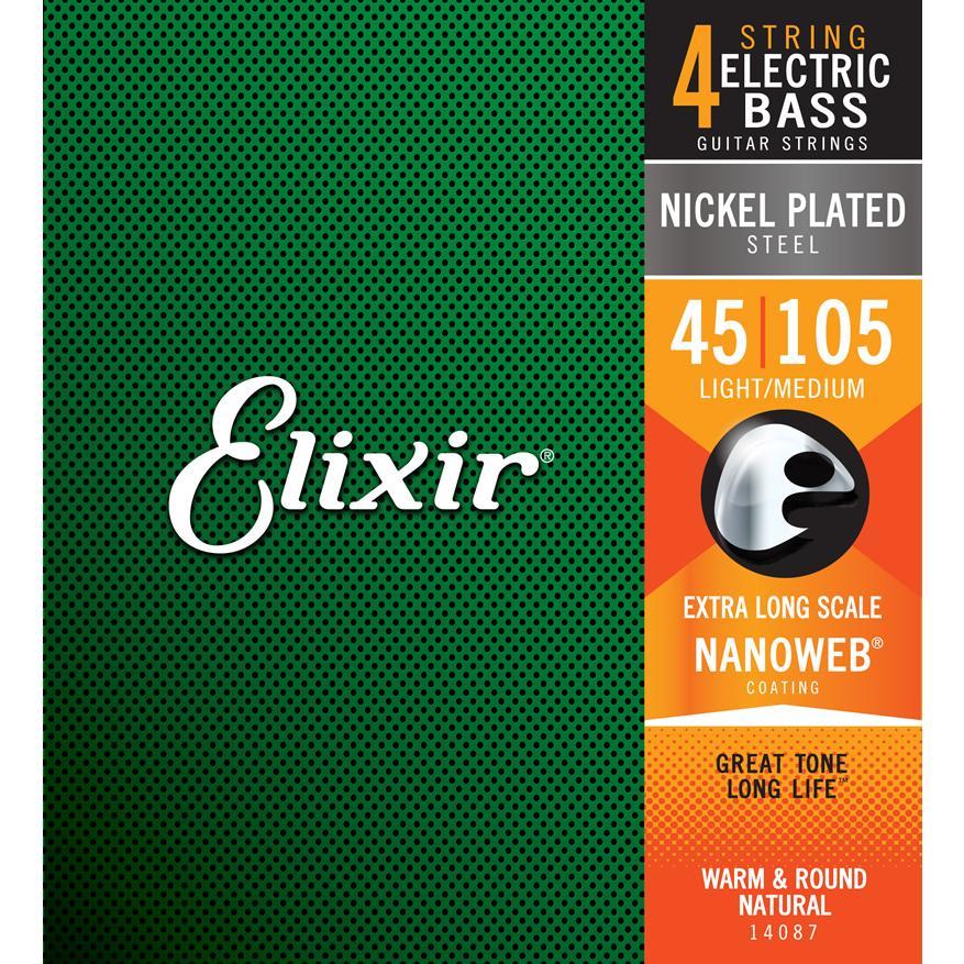 Elixir ベース弦 14087 NANOWEB 4弦 EXTRA LONG SCALE LIGHT/MEDIUM 45-105 NICKEL PLATED_画像1