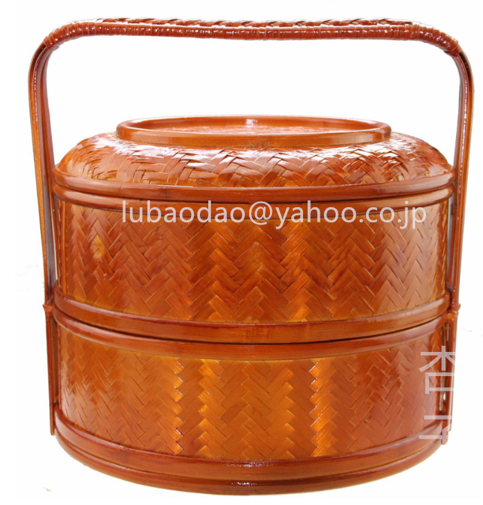 手作り 提籃籠 茶器収納 茶道具籠 收納 竹細工 買い物カゴ