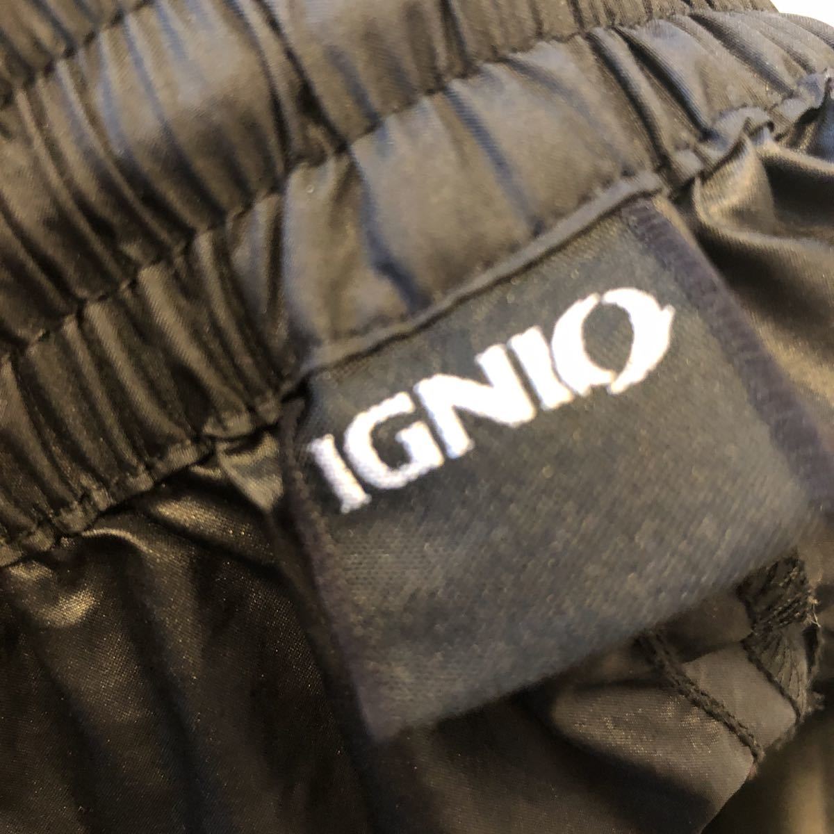 【IGNIO イグニオ ゴルフ？メンズ】黒 ブラック サイド白ライン入り シャカシャカ長ズボン《美品》Lの画像8