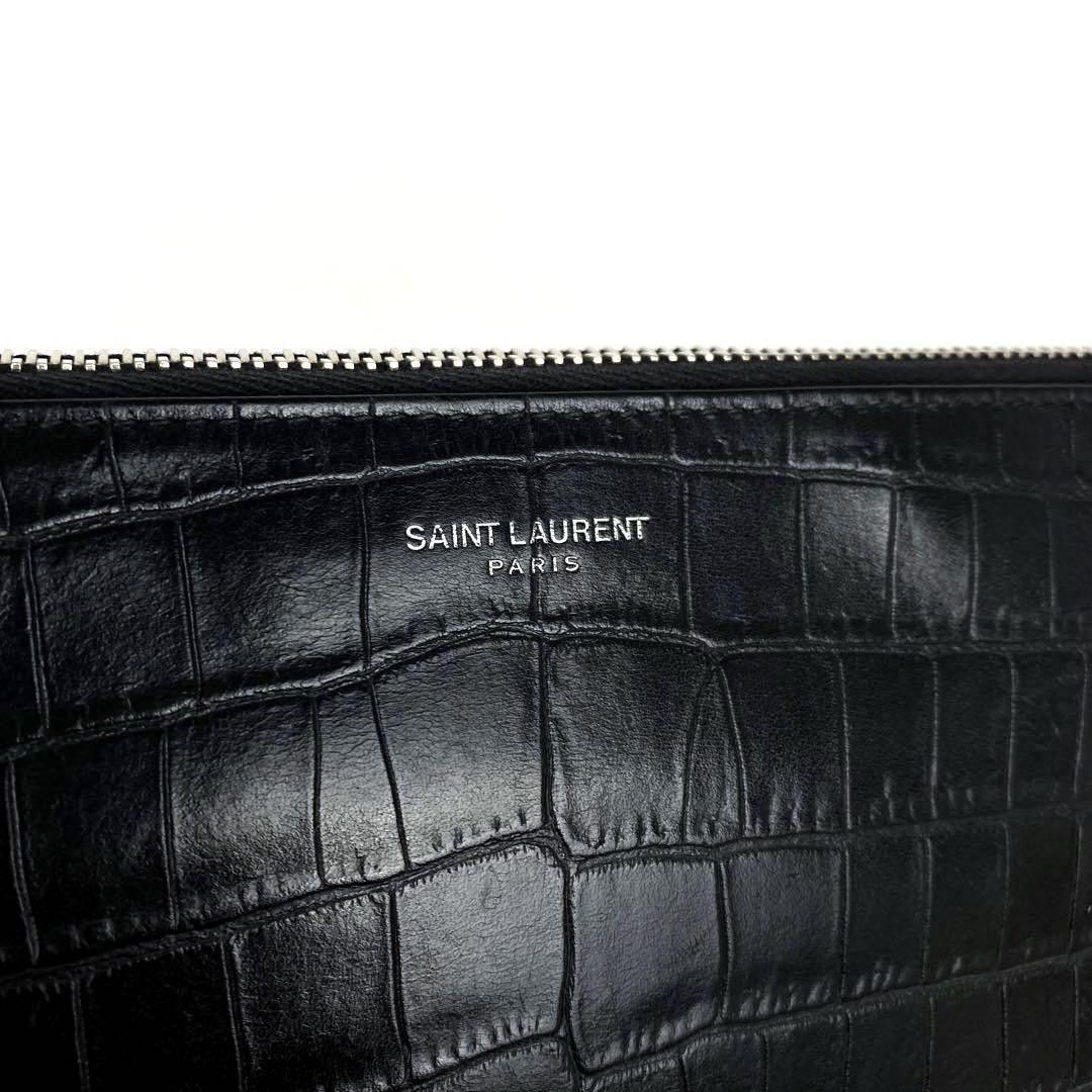 極美品】SAINT LAURENT サンローラン クラッチバッグ クロコ 型押し