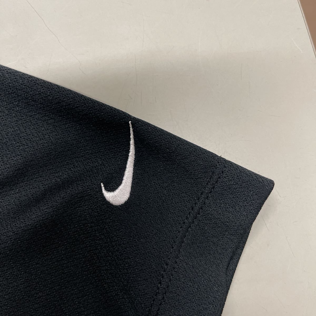 NIKE golf Nike Golf dry скорость .M размер черный чёрный DRI-FIT мужской рубашка с коротким рукавом DESERT STORAGE вышивка 