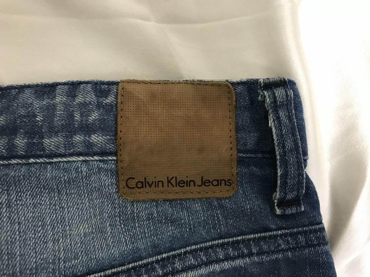 本物カルバンクラインジーンズCalvin Klein Jeansコットンデニムハーフショートパンツアメカジメンズサーフミリタリー青31Mモーリシャス製_画像3