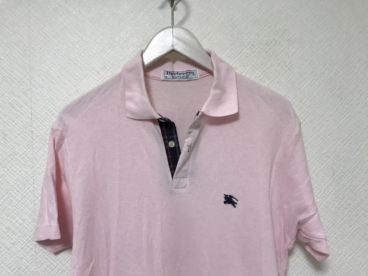  genuine article Burberry zBURBERRYS cotton Logo embroidery polo-shirt with short sleeves men's American Casual Surf military business suit Golf pink S England made 